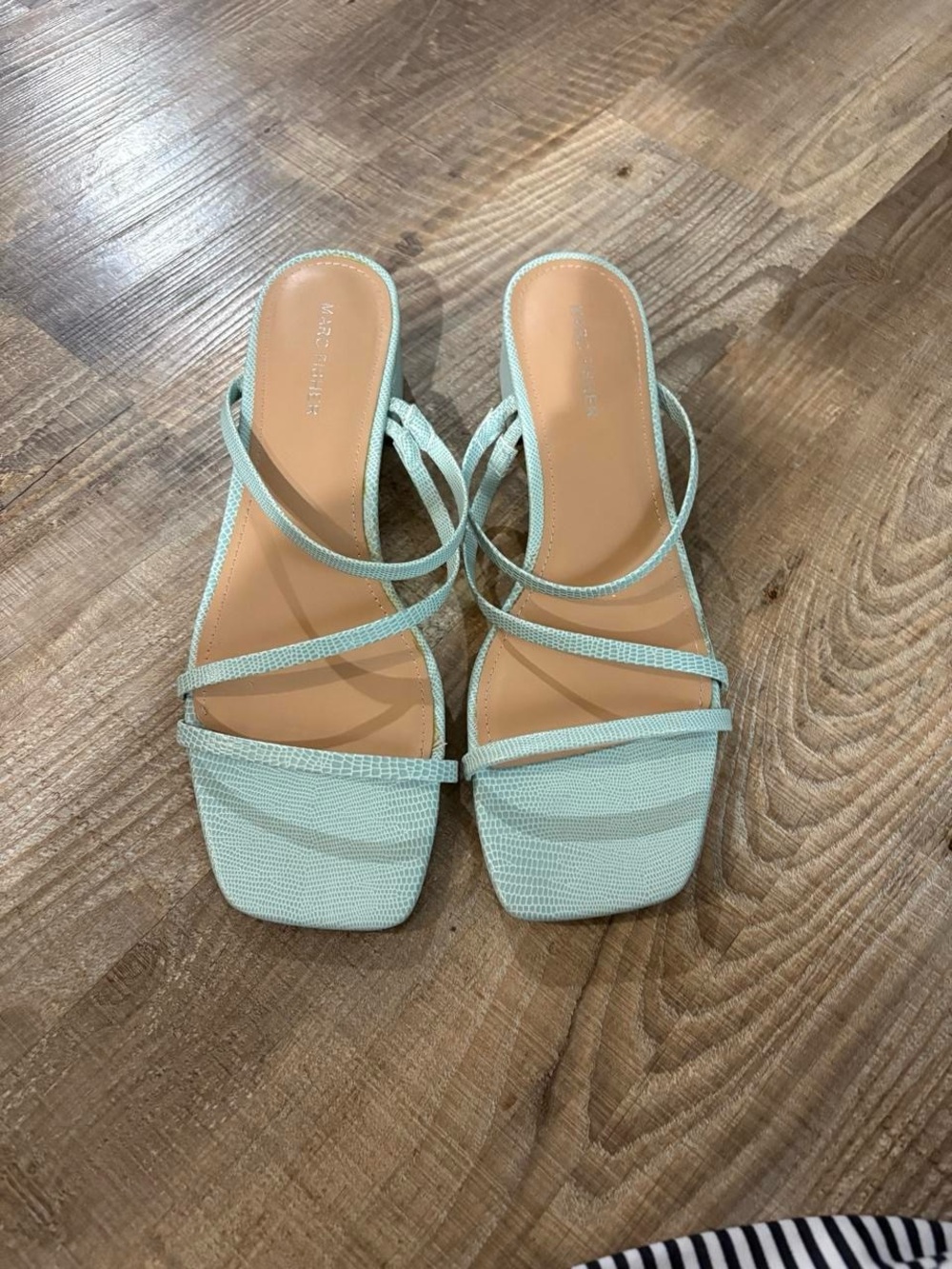 Marc Fisher Mint Green Strappy Square-Toe Sandals